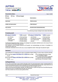 AUFTRAG, TV Angebot für den privaten Nutzer, waipu.tv, Vertragsformular PDF